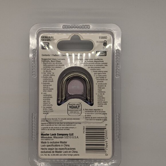 Master Lock 1588D Magnification Combination Dial Padlock 7/8" Shackle Blue - Picture 2 of 2